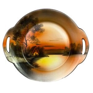 Vintage Noritake Tray Double Handle Trinket Jewelry Hand Painted Stamped